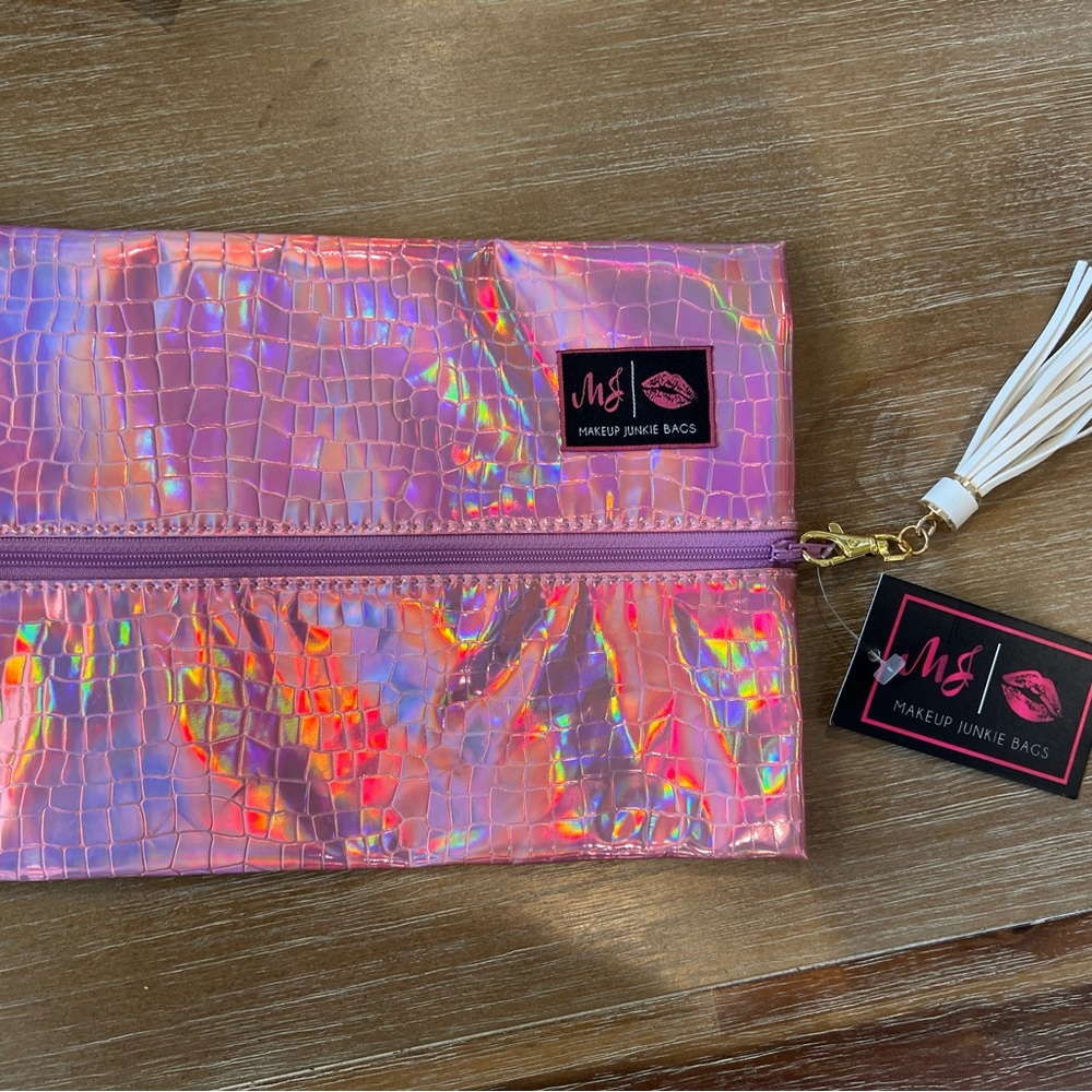 Makeup Junkie Bags Pink Holographic Clutch Medium